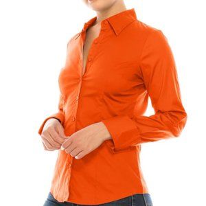 Talbots Orange Stretch Lightweight Button Shirt